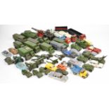 Over forty diecast military and commercial vehicles by Dinky, Corgi, Matchbox, Crescent and