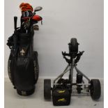 A set of left handed golf clubs including Calloway Big Bertha ERC II driver, Calloway woods, Regal