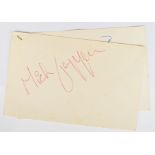 The Rolling Stones Mick Jagger and Keith Richards 1960s autographs, each signature on the reverse of