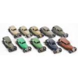 Ten Dinky Toys '30 Series' diecast model cars to include Rolls-Royce, Vauxhall and Daimler, with