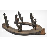 Jaguar motor car interest coat rack formed as a horseshoe mounted with five leaping jaguar car