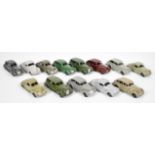 Thirteen Dinky Toys '39 Series' diecast model cars to include Studebaker Commander Coupé, Oldsmobile