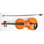 20th century violin labelled Robert J Vale, Droitwich, with single piece back measuring 35cm