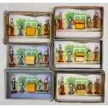 Six Dinky Toys Petrol Pump set No. 49, in custom boxes.