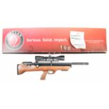 Hatsan Flash Pup .177 PCP air rifle with chequered pistol grip, adjustable cheek piece, two 14-
