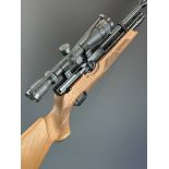 Weihrauch HW100 .22 PCP air rifle with chequered grip and forend, raised cheek piece, adjustable