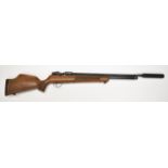 Titan .22 PCP air rifle withchequered semi-pistol grip and forend, raised cheek piece, adjustable