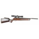 Titan .22 PCP air rifle withchequered semi-pistol grip, raised cheek piece, adjustable trigger,
