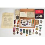 WW2 and Masonic medal group comprising 1939-1945 Star, Africa Star, Defence Medal and War Medal