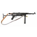 Marushi 6mm blank plug firing MP40 submachine gun with folding metal stock, composite pistol grip