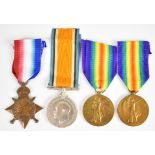Four WW1 Royal Naval Reserve medals comprising medal trio of 1914-15 Star,British War Medal and