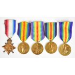 Five WW1 medals comprising 1914-15 Star named to 23640 Pte G.A. Poyner, Royal Army Medical Corps (
