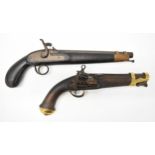 Enfield pattern .50 percussion hammer action pistol with steel ram-rod and 10 inch smooth bored