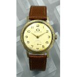 Garrard 9ct gold gentleman's wristwatch with subsidiary seconds dial, gold hands and Arabic