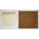 Gucci white leather hobo shoulder bag with horsebit inspired hardware to the shoulder strap and