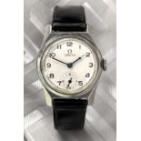 Omega gentleman's wristwatch ref. 9809961 with subsidiary seconds dial, blued hands, Arabic