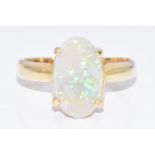 A 14k gold ring set with an opal, 4g, size Q