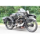 1924 AJS model D 799cc sidevalve V twin motorcycle and sidecar combination, with transferable