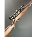 Weihrauch HW77 K .22 underlever air rifle with chequered semi-pistol grip, raised cheek piece,