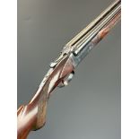 AYA 20 bore side by side ejector shotgun with border engraved locks underside, trigger guard, top