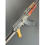 Deactivated State Arsenal 66 AK47 style 7.62mm assault carbine rifle with wooden pistol grip and