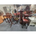 A collection of miscellaneous furniture including leather topped drum side table, Chinese rosewood