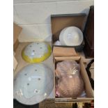 Collection of vintage light fittings - 1930s Large Opaline glass Art Deco pendant light with