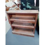 A Yorkshire oak style bookcase with EAST . WEST 1910 HOME'S BEST panel 1m x 1m (mouseman interest)
