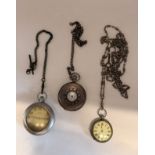 A silver half-hunter pocket watch, the white enamel dial signed Thos Russell & Son PREMIER, with