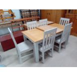 A Marks and Spencer dining table and 6 chairs grey and oak finish