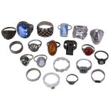 A COLLECTION OF TWENTY 20TH CENTURY AND LATER SILVER RINGS To include a silver and gold eternity