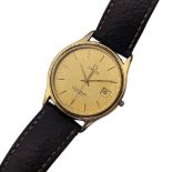 OMEGA, SEAMASTER, A VINTAGE GOLD PLATED GENT’S WRISTWATCH Gold tone dial with calendar window and