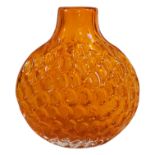 WHITEFRIARS, A SMALL MID CENTURY TANGERINE GLASS ‘ONION’ VASE Designed by Geoffrey Baxter, pattern