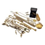 A COLLECTION OF EARLY 20TH CENTURY GOLD PLATED JEWELLERY To include two bracelets and a later