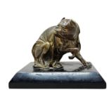 AFTER AUGUSTE LOUIS LALOUETTE, 1826 - 1883, A LATE 19TH CENTURY PATINATED BRONZE SCULPTURE OF A