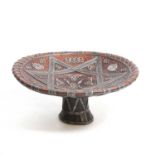 A large Jewish turned wooden challah pedestal dish, early 20th century, Moroccan,