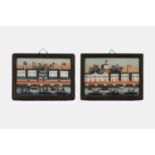 A pair of reverse glass 'port' paintings, Qing dynasty, Chinese, Canton,