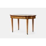 A George III-style satinwood, rosewood and marquetry writing table, late 19th century,