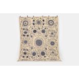 A suzani-inspired flat-weave wool rug, of recent manufacture,