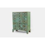 A painted chest of drawers, 19th century,