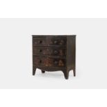 A Regency black and gilt-japanned chest of drawers, early 19th century,