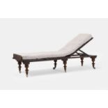 A Victorian mahogany campaign daybed, 19th century,