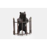 A bronze inkstand, late 19th century, in the manner of Franz Bergmann,