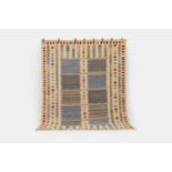 A flat-weave wool carpet in the style of Barbro Nilsson, of recent manufacture,