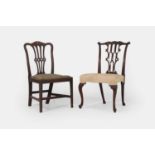 Two George III mahogany side chairs, 18th century and later,