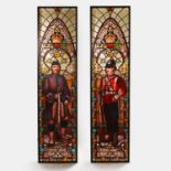 A pair of Victorian stained-glass panel light boxes, circa 1880,