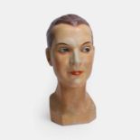 An Art Deco mannequin head shop display, early 20th century,