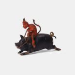 A novelty Austrian cold-painted devil on a pig figure, late 19th century,