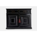 A baroque ebonised fruitwood cabinet, late 17th/early 18th century, Flemish, Antwerp,