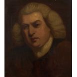 After Sir Joshua Reynolds Portrait of Dr Samuel Johnson, head and shoulders, in a brown coat and wai